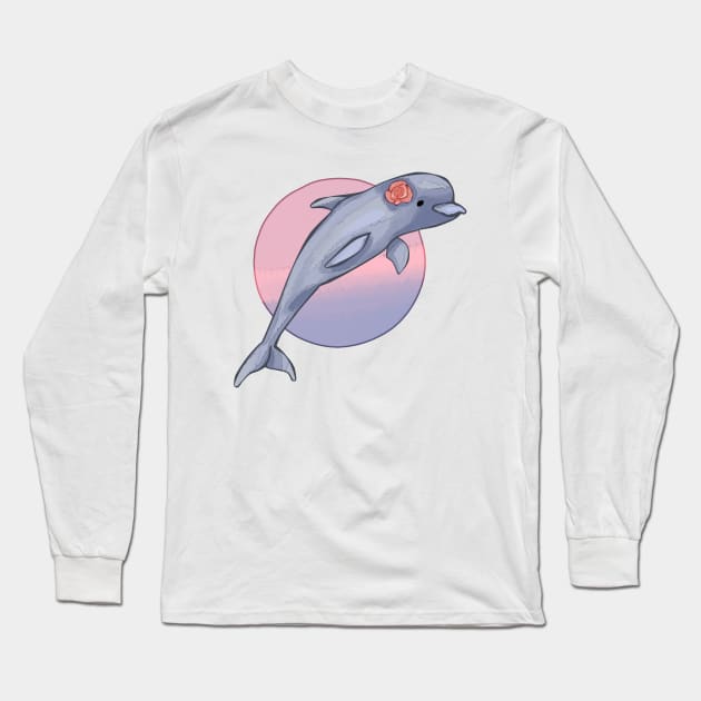 Cute Dolphin Long Sleeve T-Shirt by merue